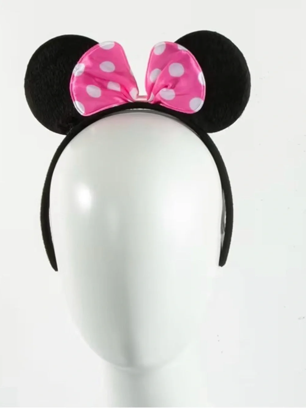 Minnie Mouse Ears Headband 2pcs, Solid Black and Pink Bow with Polka Dot, Party
